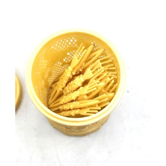 Rose Trellis Celluloid Plastic Container For Hors d'oeuvres Forks - Picture 3 of 6